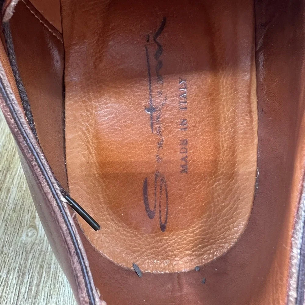 Santoni Goodyear Welted Split Toe Derby Men's Size 9 Brown Leather 11839-02